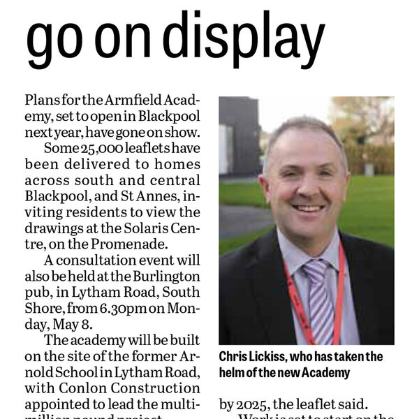Image of Plans for Armfield Academy go on display!